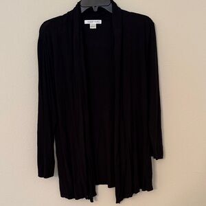 August Max Black Draped Open-Front Women's Cardigan